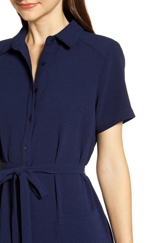 Camisa Corta Alta Baja RACHEL PARCELL Azul Marino Botones XXS Nordstrom - Imagen 4 de 24