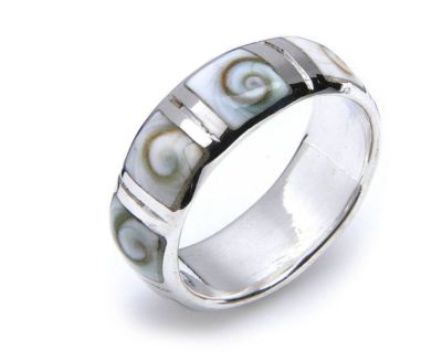 Tribal Spirit Ring Edelstahl Perlmutt Onyx Inlay Schmuckrausch Ringe
