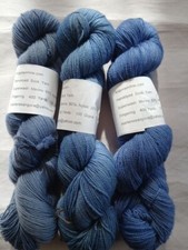 Hand Dyed Yarn Superwash 80/20 Wool Nylon Yarn Tonal Blue Fingering