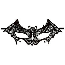 BLACK LACE BAT MASK Masquerade Ball Halloween Gothic Fancy Dress Accessory UK