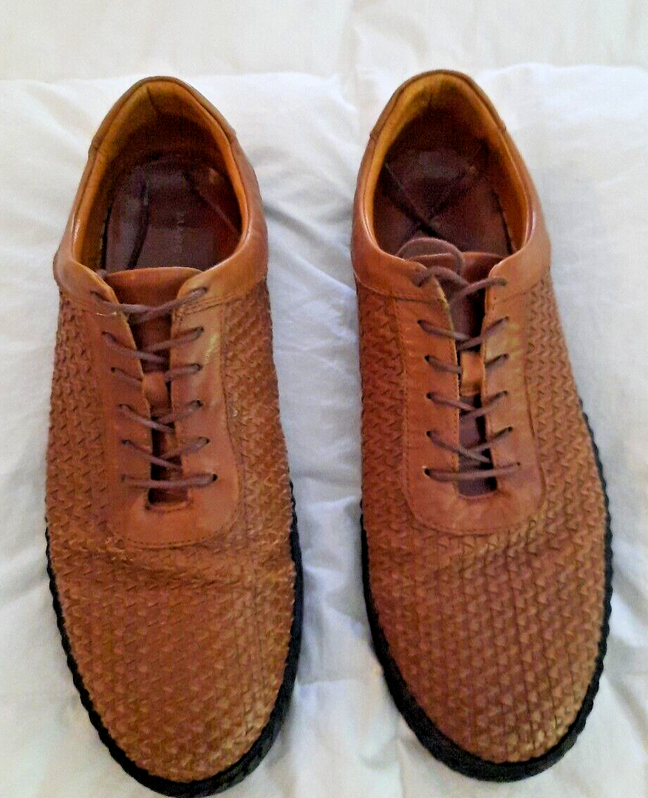 Marc Nolan Kyler Cognac Woven Leather Double Monk Strap Loafers Mens Sz 9 Shoes Marc Nolan Mens Kylar Cognac Vintage Belgian Brown Double  main image 3