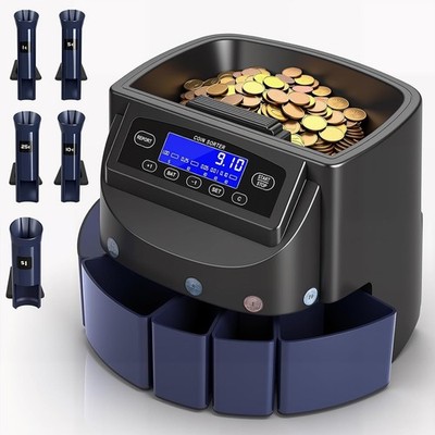 Coin Sorter Counter LCD Display 300 Coin Capacity Packaging Machine