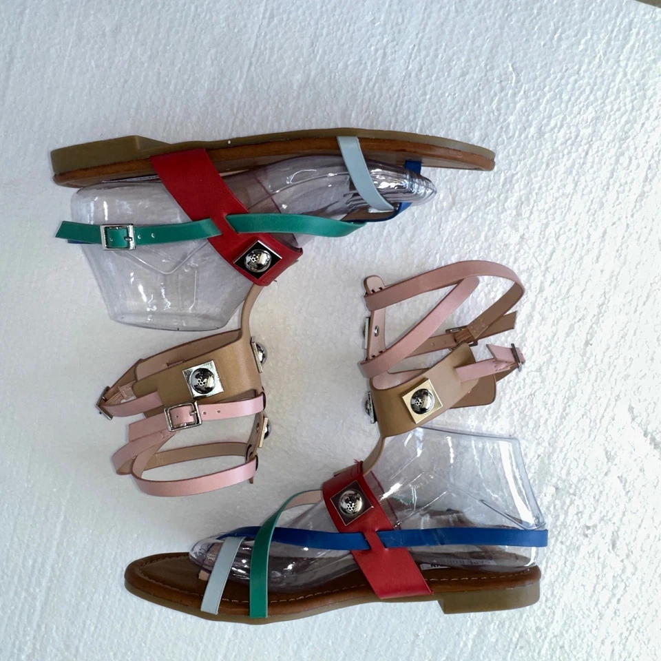 Cape Robbin Gladiator Sandals Studded Strappy Red Blue Green Size 8.5 Festival - Image 2 of 4