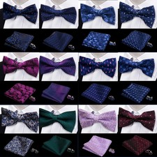 Butterfly Bowtie Set Men Formal Shirt Handkerchief Cufflinks Paisley 3PCS