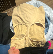 Women s Beige Solid High-Waisted Spandex Shapewear Shorts M Regular