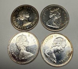Lot of 4 Quarters 25C Silver Canada 25 Cents Mix Dates R2