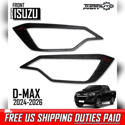 Cover Head Lamp Light Matte Black Logo Red For Isuzu D-max Dmax 2024