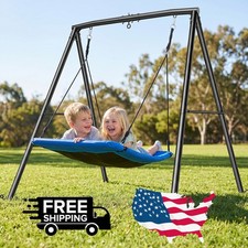 440lb Heavy Duty Metal Swing Set for Kids Adult Backyard with 60" Platform Swing
