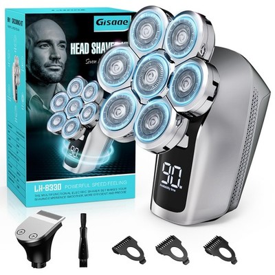 7D Electric Razor for Bald Men Cordless Waterproof Shaver & Grooming Kit