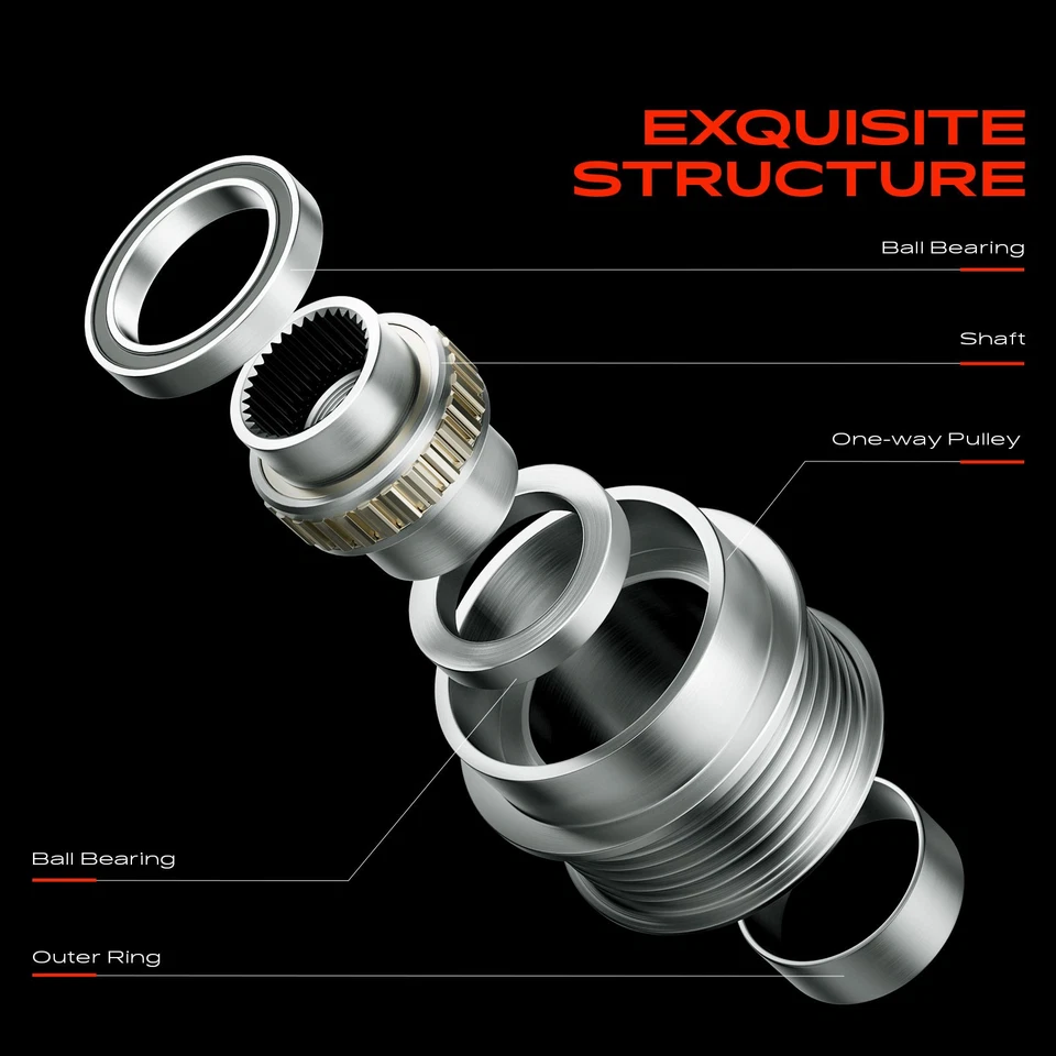 Polea de embrague alternador para Hyundai Sonata Kia Optima 2,4 L 6 ranuras en el sentido de las agujas del reloj Foto 4 de 4