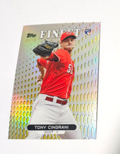 Tony Cingrani #'d 46/50 Topps Finest 2013 orange refractor #27 RC rookie card