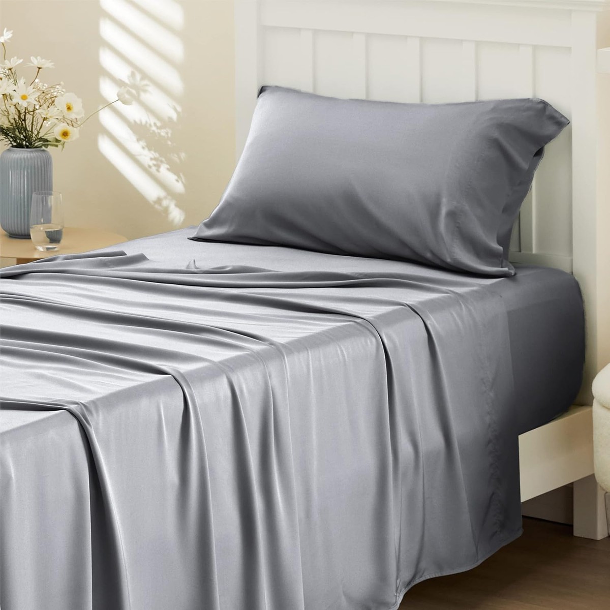 Bedsure Twin XL Sheet Set Dorm Bedding, Rayon Derived from Bamboo