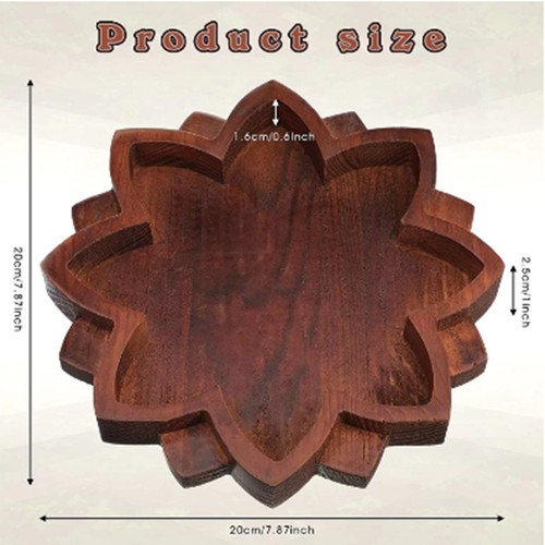 Vassoio in legno a forma di loto gioielli retrò olio essenziale cristallo scatola portaoggetti V5O8 - Foto 6 di 6