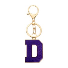 Initial Letter Keychain, Alphabet Letter A-Z Keyring, Purple D 