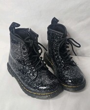 Dr. Martens 1460 T Black Glitter Patent Leather Lace Up Boots Toddler Size 7 US