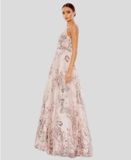 Beaded & Satin Mac Duggal Spaghetti Strap Formal A Line Gown Rose Size 8