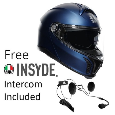 AGV TourModular Solid - Matt Galassia Blue mit GRATIS INSYDE Sprechanlage im Wert von 300£
