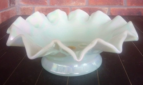 Fenton Historic Collection Sea Green Satin Opalescent Glass 11" Epergne Base