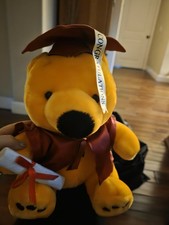 Disney Winnie the Pooh Graduation Plush Medium Stuffed Animal Yellow Cap Gown