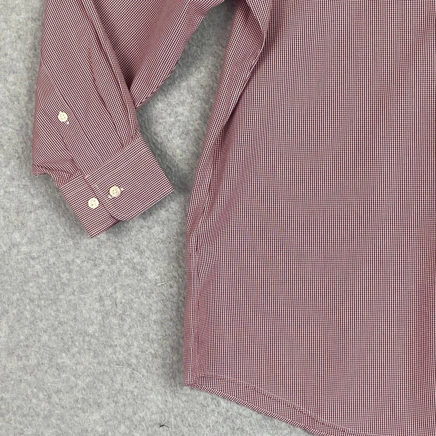 Kirkland Signature Mens 17-33 Red Check Non Iron Long Sleeve Button Up Cotton - Image 3 of 4