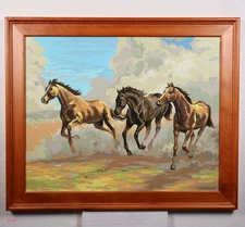 Vintage 70s Craft House Co "Running Free" paint by number V Series #5002