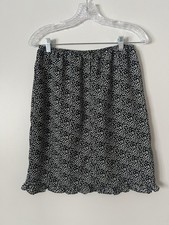 Vintage Studio Made in USA Medium Petite Black Floral Knee Skirt Elastic Waist