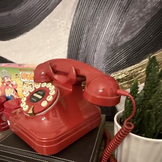 Grand Phone Rotary Retro Art Deco Style Red Push Button Corded Telephone
