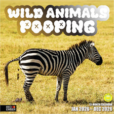 Funny Wild Animals Pooping 2026 Wall Calendar 12 Month  12" x 24" Open  Thick