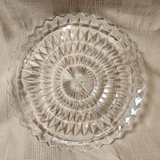 Vintage Jeannette Windsor Diamond Pattern 10 1/4 Cake Plate Depression Glass
