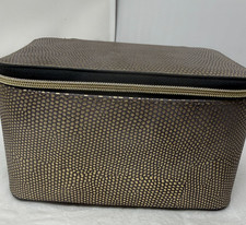 New Estee Lauder Cosmetic Train Case Bag ReNutriv Bronze Gold 6.5 x 4 x 4