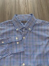 Peter Millar Summer Comfort Gingham Plaid Long Sleeve Shirt Men s XL Lightweight