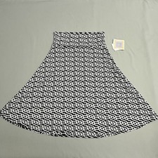 Lularoe Azure Skirt Womens Medium M Black White Lilac Print Design Pull Stretch