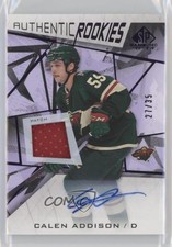 2021-22 Upper Deck SP Game Used Purple Memorabilia 27/35 Calen Addison Auto 5b7