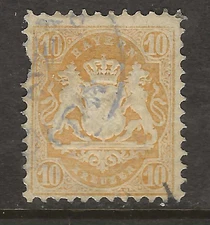 BAVARIA Classics...Sc #28a (Wmk. 93) ...Cancelled w FAULT...1870...SCV $360.00