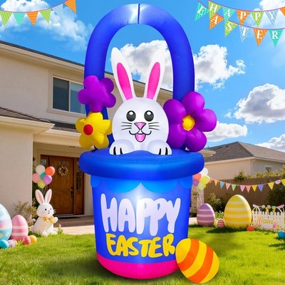 Danxilu 6 FT Easter Inflatables Outdoor Decorations, Built in LEDs Multicolor 