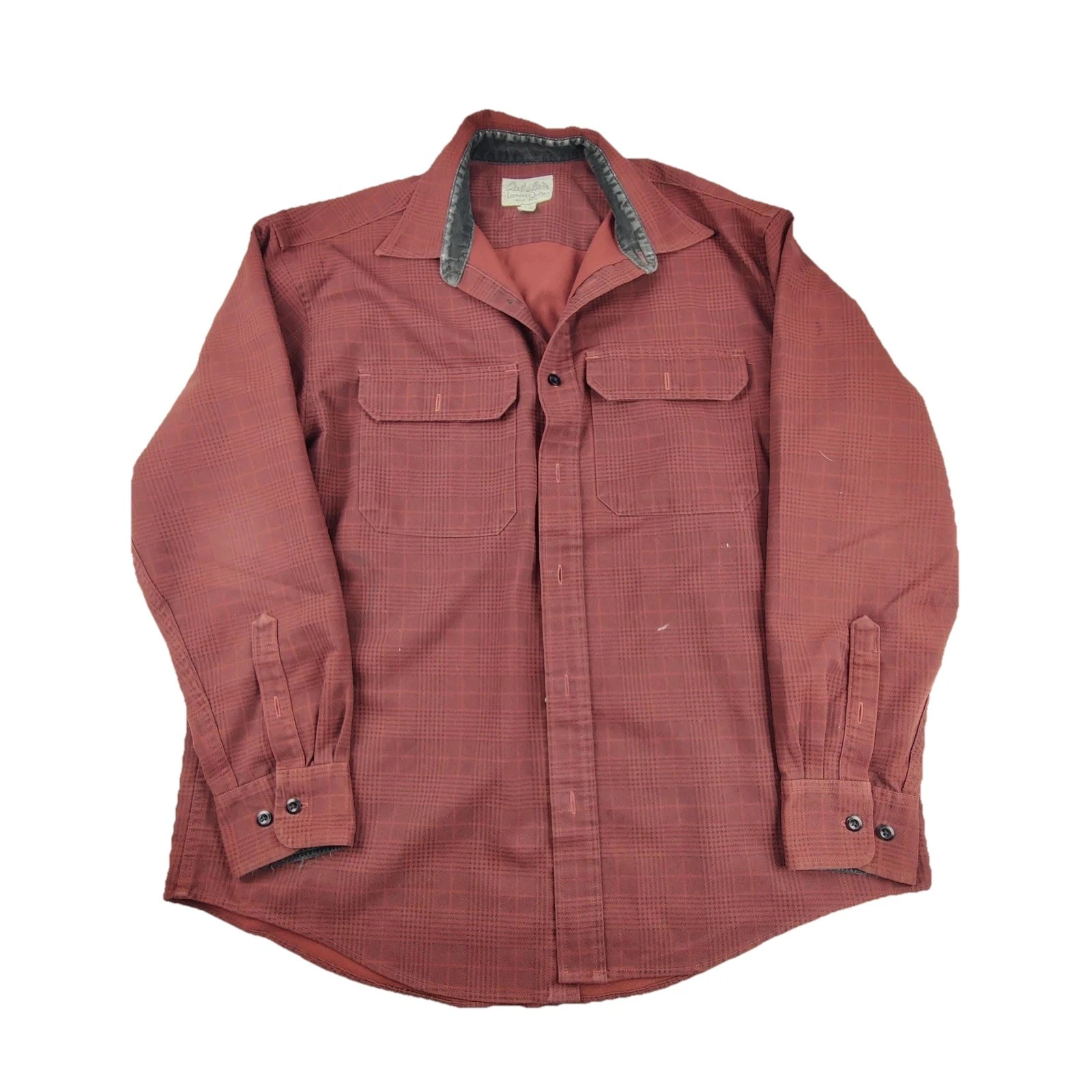 Cabela's Shirt Mens Large Red Plaid Lined Long Sleeve Button Up Outdoor Casual
