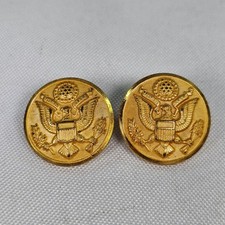 Waterbury Button Co US Army Great Seal Eagle Brass Uniform Buttons Gold Tone 2pc