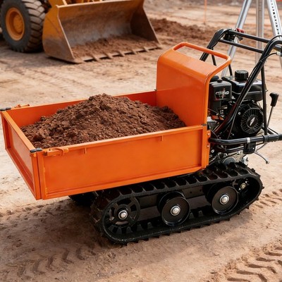 Track Barrow 660lbs Capacity Steel Wheelbarrow Gas Powered 208cc 6.5HP 3F+1R OHV