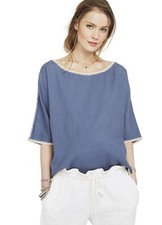 Hatch Maternity Women  s THE LUNA TOP Storm Blue Cotton Size O/S ONESIZE NEW