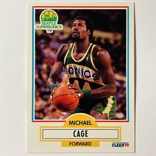 1990 Fleer #176 Michael Cage Seattle SuperSonics Basketball Card Tc2