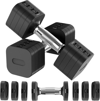 22LBS Adjustable Dumbbell Set, Adjustable, 4 Levels 4.4lb, 6.6lb, 8.8lb, 11lb
