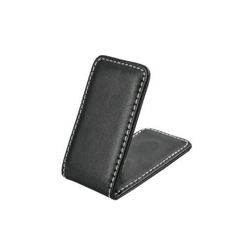 Black Leather Magnetic Slim Pocket Money Clip Holder Gift Portable Mini Wallet - Picture 4 of 13