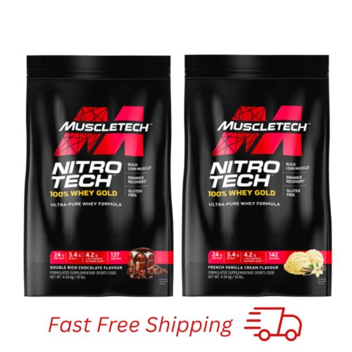 MuscleTech Nitro-tech 100% Whey Gold (10lbs) 4.54kg X2 BUNDLE SAVER DEAL - Picture 1 of 5