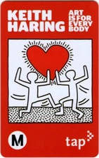 Metro TAP Card KEITH HARING Art (Red) L.A. Subway Train Bus Transit Smart Card