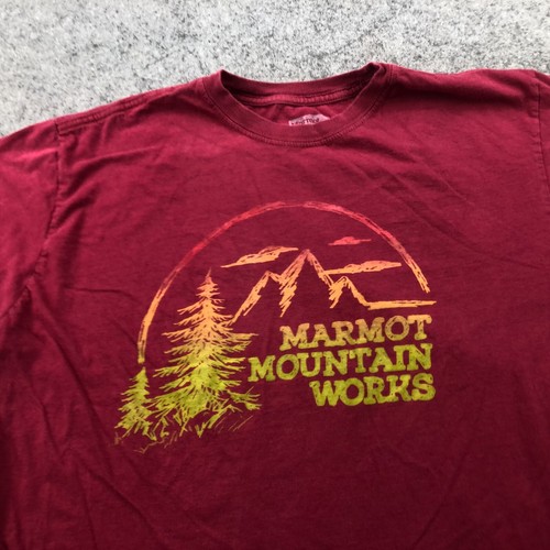 Marmot Shirt Mens Large Red Hiking Short Sleeve Crew Neck Graphic - Picture 3 of 8