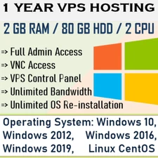 1 Year - VPS Server Virtual Hosting Windows RDP Windows VPS Server VPS Hosting