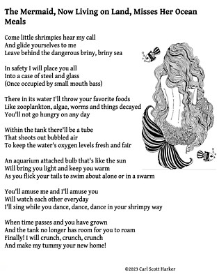 Mermaid On Land Misses Ocean Meals 8.5x11'' Photo Print Harker Poem Poster Signed