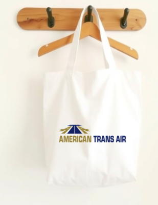 ATA American Trans Air Canvas Tote Bag US Airline Travel Personal Item Souvenir ATA American Trans Air Canvas Tote Bag US Airline Travel Personal Item Souvenir