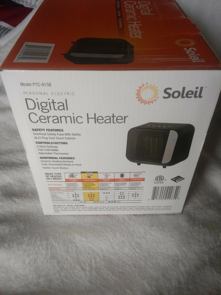 Soleil Personal Electric Digital Ceramic Space Heater 750/1500W - NEW IN  BOX | eBay
