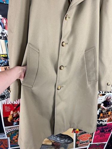 Gabardina vintage de hombre años 70-80 camel caqui Sears Roebuck de un solo pecho 42 - Imagen 3 de 11